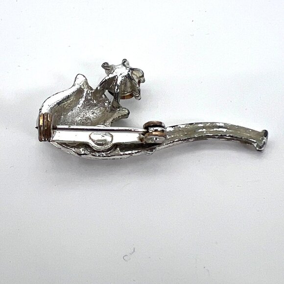 Tobacco Smoking Pipe Silver Tone Brooch Lapel Pin Tie Tack With Rhinestone - Picture 4 of 11